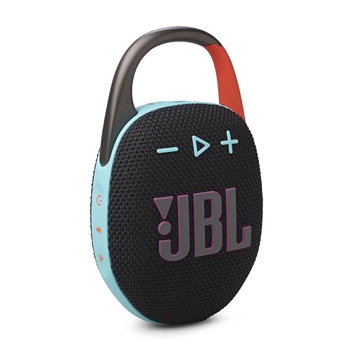 JBL Clip 5 - Ultra-Portable Waterproof Speaker - Black | Ultra-portable JBL Pro Sound, Redesigned carabiner, Up to 12 hours of playtime plus 3 hours with Playtime Boost - color: Black & Orange