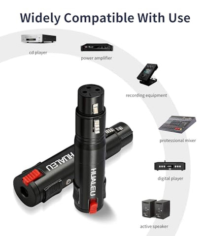 Lockable 1/4 TRS Female to 3Pin XLR Female Audio Adapter, Balance 6.35mm to XLR Adapter for Microphones, Mixing Consoles, and Power amplifiers-2 Pack-Black - color: black