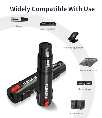 Lockable 1/4 TRS Female to 3Pin XLR Female Audio Adapter, Balance 6.35mm to XLR Adapter for Microphones, Mixing Consoles, and Power amplifiers-2 Pack-Black - color: black