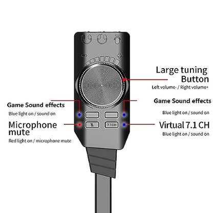 DAGIJIRD USB 2.0 External Sound Card Adapter with Dual TRS Headphone and Microphone Jack for PC Laptop Gaming Device