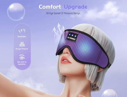 LC-dolida Sleep Mask with Bluetooth Headphones Bluetooth Sleep Mask Sleep Headphones,3D Eye Mask for Sleeping Mask Music Sleeping Headphones for Side Sleepers Meditation Gifts Gadgets for Men Women - color: Classical Purple 3d