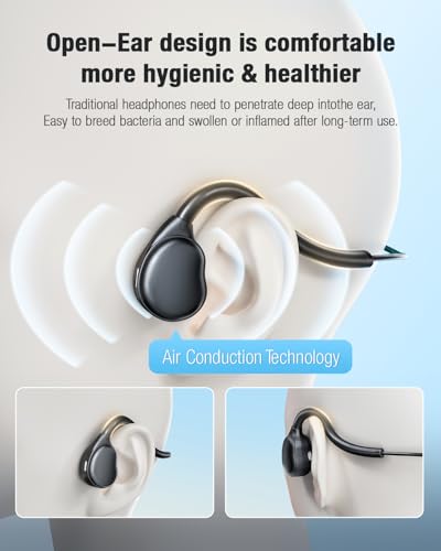 USB Headset with Mic for PC-Laptop,Open Ear Headphones Design for Long Wear, Computer Headset with Call Noise Reduction Premium Stereo Sound for Call Center, MS Teams, Skype, Webinars and More (Black)