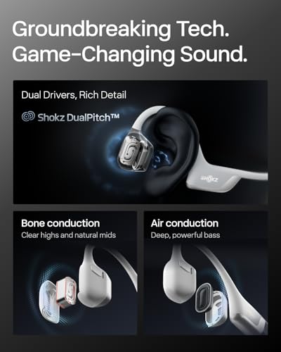 SHOKZ OpenRun Pro 2 Mini Bone Conduction Bluetooth Sport Headphones, Silver | Bundle with Reflective Strip；Open-ear awareness; DualPitch premium sound；Smart Mic; IP55; 12H battery; Running/cycling/hiking - color: Silver, size: Mini