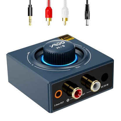 YMOO LDAC Bluetooth 5.3 Receiver for Home Stereo/Speaker with AUX 3.5mm/RCA | HiFi Wireless Audio Adapter w/aptX HD/LL, Works with Smartphones and Tablets, Bluetooth Audio Receiver with Volume Control