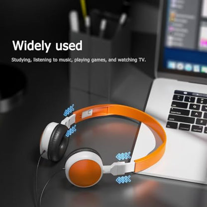 3-Pack Individually Wired Classroom Headphones - No Mic Headphones with 3.5mm Jack, Multi-Color Bulk School Headsets for School/Library/Testing Room, Each in Protective PP Bags