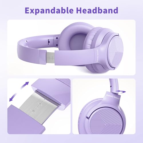 Botesty Sound Headphones Wired with Mic for School, 3.5mm Plug in, Purple - color: Purple
