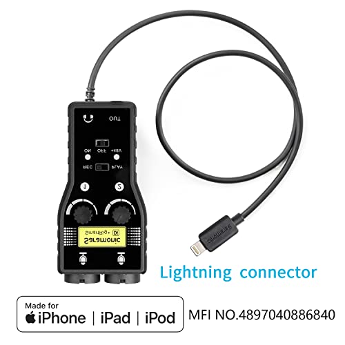 Lightning Microphone Preamp Compatible with iPhone 11 X 8 7 6 Vlog, Saramonic 2-Channel Lightning Mic XLR & 6.3mm Guitar Interface for iPad iPod, iOS Smartphone Tablet YouTube Video - size: Lightning Input (2-channel)