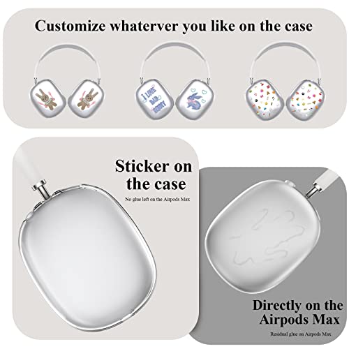 [3 in 1] for Airpods Max Case Cover, Clear Soft TPU Earcup Case Cover+Slicone Earpad Cover+Silicone Overhead Cover, Transparent Protective Case for Apple Airpods Max Accessories(Green)