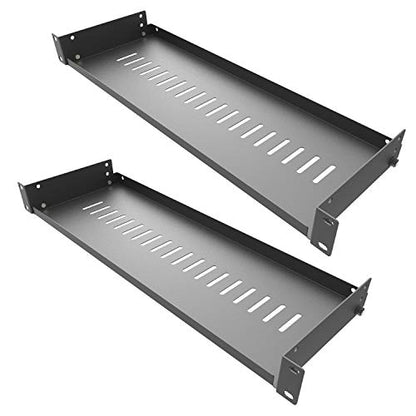 2 Pack of 1U Vented Cantilever Server Rack Mount Shelf 6" Deep | for 19" Network Cabinet or Equipment Rack, Metal,Disassembled Black(6V2PC) - size: 6V2PC