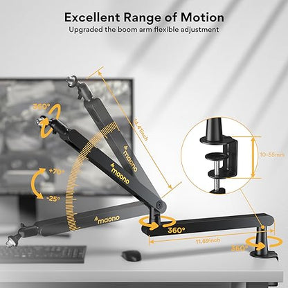MAONO Microphone with Studio Headphone Set 192kHz/24bit Vocal Condenser Cardioid Podcast Mic Compatible with Mac and Windows, YouTube, Gaming, Live Streaming, Voice-Over (AU-A04H)