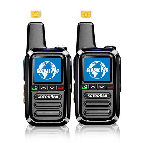 Global Lifetime Free Rapid Walkie Talkies Unlimited Range 4G LTE PoC(Push-to-Talk Over Cellular) Radios Nationwide PTT Long Distance for Family, Logistics, Company 2pcs with sim Card
