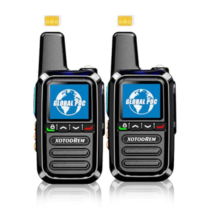 Global Lifetime Free Rapid Walkie Talkies Unlimited Range 4G LTE PoC(Push-to-Talk Over Cellular) Radios Nationwide PTT Long Distance for Family, Logistics, Company 2pcs with sim Card