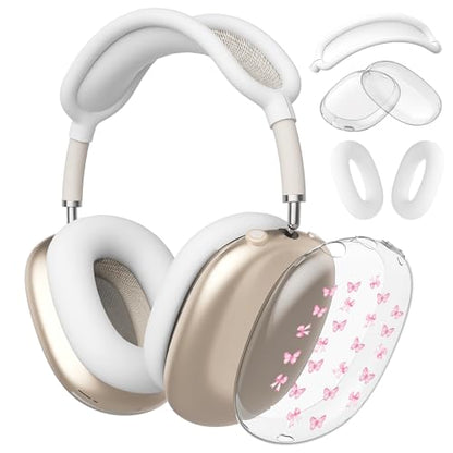 51 Clear Case for Airpods Max Headphones Cute Kawaii Soft TPU Ear Cups Cover Anti-Scratch Silicone Ear Pad Protective Case Aesthetic Headband Cover for Apple Airpods Max - color: Bow butterfly 23