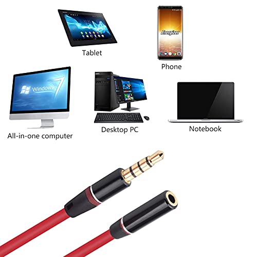 3.5mm Audio Extension Cable Male to Female Compatible with Beats Solo3, Solo2, Studio1 Headphones – AUX Headphone Extension Cord for Phones, Tablets, Laptops, MP3 Players, Speakers (Red)