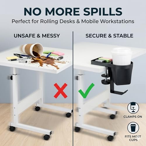 MAX SMART Desk Organizer with Cup & Headphone Holder, Clamp-On | More Desk Space | Essentials Within Reach | Reduced Workspace Clutter | Home Office Ready