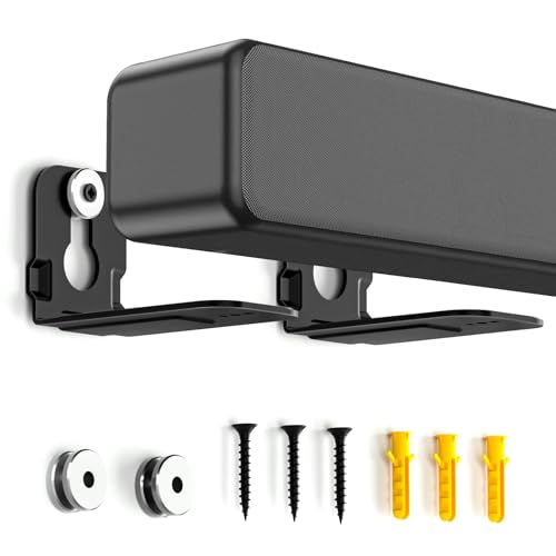 notiela Universal Soundbar Wall Mount Bracket for Soundbars Up to 4" Deep, Heavy Duty Metal Sound Bar Shelf Under TV Holds Up to 20 lbs Easy to Install - style: Standard Mount