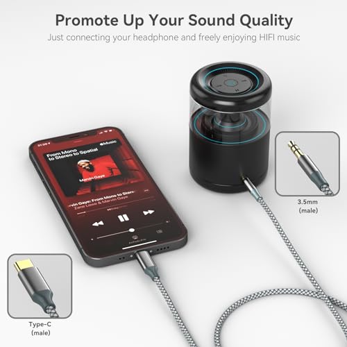 Henrety AUX to USB C Cable 3.3ft, USB C to 3.5mm Audio Aux Jack Cable for Car and Headphones(Black) - color: Black, size: 3.3Ft