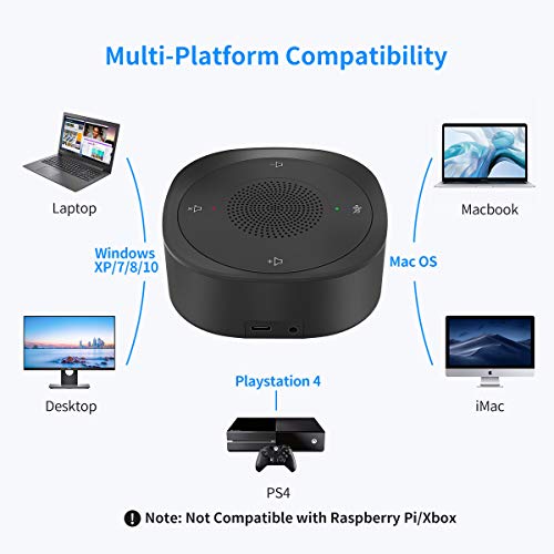 USB Speakerphone Microphone, Conference Speaker Omnidirectional Computer Mic, with 360º Voice Pickup, Touch-Sensor Buttons for Mute/unmute, Streaming, Call Speaker Skype, Webinar, Interview -(JV801) - size: JV801