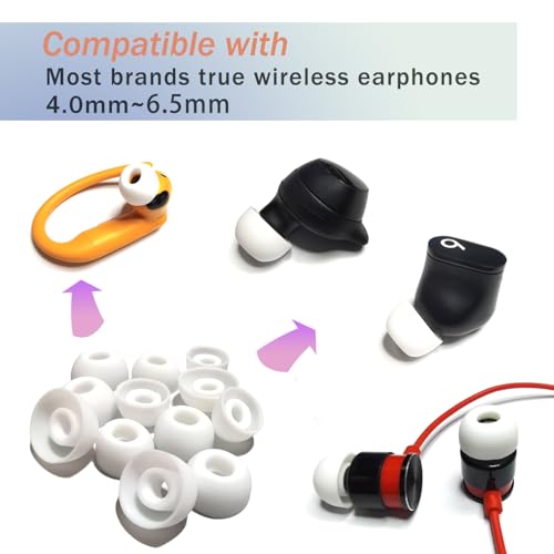 Silicone Earbuds tips Replacement Oval Universal Replacement Ear Tips for True Wireless Earbuds, 6 Pairs LMS White - color: White