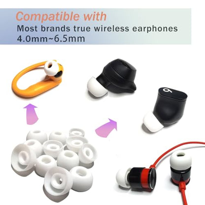 Silicone Earbuds tips Replacement Oval Universal Replacement Ear Tips for True Wireless Earbuds, 6 Pairs LMS White - color: White