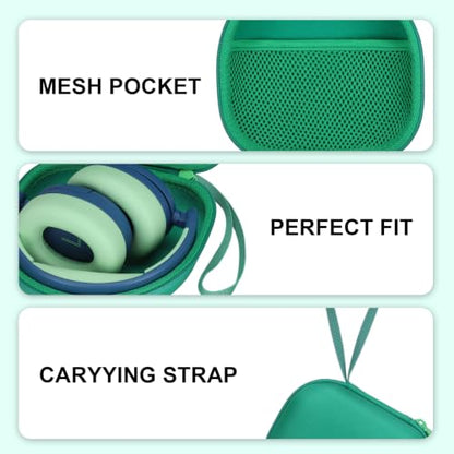Kids Headphones Case for iClever/Candy Bila, Green(Case Only) | for iClever BTH12 HS19 BTH20 BTH22 BTH26 BTH18/Candy Bila/Acer/JBL Junior 320/MIDOLA/JoySpark/ADOOPE/EarFun Kid Headphone - color: Green