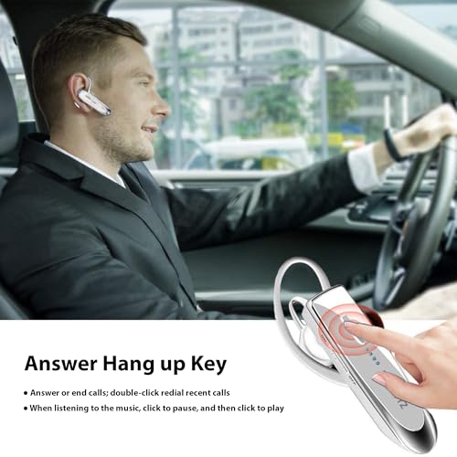 Bluetooth 5.3 Headset Compatible with Samsung Galaxy S21+ Wireless Earpiece, IPX5 Waterproof, Dual Microphones, Noise Reduction, 60 Days Standby + 22Hrs HD Talk Time! - color: White