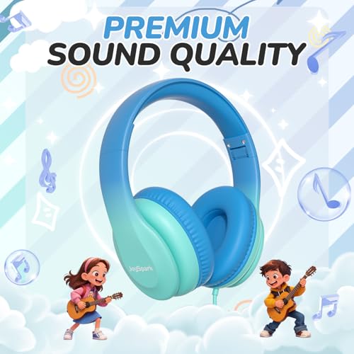 JoySpark Kids Headphones for School Toddler, 3.5mm Jack, Gradient Blue - color: Gradient Blue