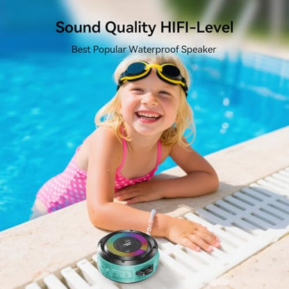 Shower Speaker, Certified IPX7 Waterproof,Portable Bluetooth Speaker with Suction Cup,Hook,Light, Stocking Stuffers, Premium Mini Outdoor Wireless Speaker, Ideal Gift for Christmas (Blue) - color: Blue