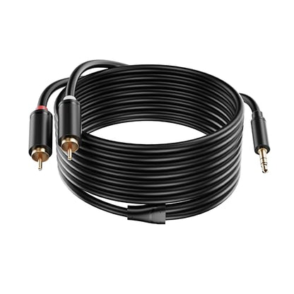 3.5mm Aux to RCA Cable 25FT, 1 Pack, Black, 1/8 Aux Male to Dual RCA Male Stereo Y Splitter Cord, 24K Gold-Plated, Compatible with Television, PC, Smartphone, Dot, Tablet and Speaker - size: 25 FT, style: Black, 1 Pack
