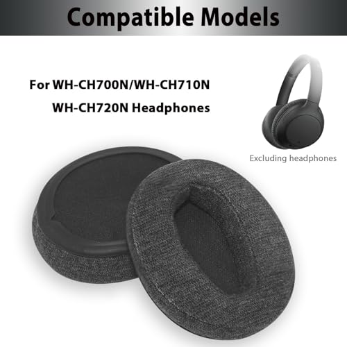 Adhiper Velour Replacement Ear Pads for Sony WH-CH720N, WH-CH710N - Black | Softer Velour Fabric & High-Density Memory Foam Earpads for Sony Headphones - color: Black-Velour Fabric