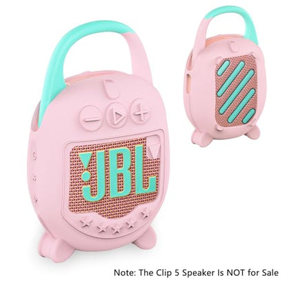 Silicone Cover Case Compatible with JBL CLIP 5 Ultra Portable Bluetooth Speaker, Soft Skin Sleeve for JBL CLIP 5 Speaker Accessories(Only Case) (Pink) - color: Pink