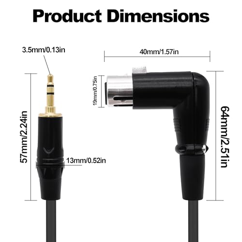 3.5mm TRS to XLR Male Balanced Audio Cable Adapter 1M | Right Angle XLR Male to 1/8 inch Male,HiFi Stereo Speaker Cord,for Smartphone Laptop Mixer Speake - style: male to female