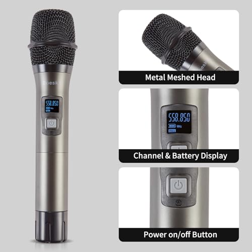 4 Channel Wireless Microphone System UHF 2 Cordless Handheld Mics and 2 Lavalier Headset Mics for Karaoke Church Speaking Conference Meeting Party, 4x25 Adjustable Frequency (2 Handheld + 2 Bodypack) - size: 2 Handheld + 2 Bodypack