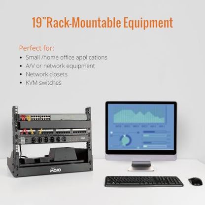 Tecmojo 2 Post 8U Desktop Server Rack Small Open Frame Rack for 19in AV/Data/Audio/Studio Equipment Free Standing Home/Office Rack,Square Hole - size: 8U/Square Hole