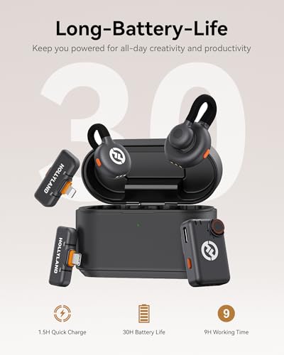 Hollyland Lark M2S Ultimate Combo (Camera RX+USB-C RX+Lightning RX) Wireless Lavalier Microphone for iPhone/Camera/Android/PC, Compact Mic, Titanium Clip, Noise Cancelling, Content Creation | Camera, USB-C and Lightning receivers, compact mic, titanium cl