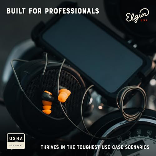 Elgin Rumble Wired Earplug Headphones, Waterproof Earbuds w/Mic | 27 dB NRR, Noise-Isolating Mic & in-Line Controller, OSHA Compliant, ANSI Certified, Kevlar Reinforced Cable, IP67, USB-C - style: USB-C