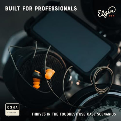 Elgin Rumble Wired Earplug Headphones, Waterproof Earbuds w/Mic | 27 dB NRR, Noise-Isolating Mic & in-Line Controller, OSHA Compliant, ANSI Certified, Kevlar Reinforced Cable, IP67, USB-C - style: USB-C