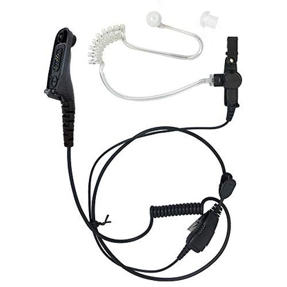 PROMAXPOWER 1-Wire FBI Security Acoustic Clear Tube Earpiece Headset with PTT Mic for Motorola Two-Way Radios XPR7350e, XPR7550e, XPR7580, XiR-P8268, MTP850S, APX900, APX1000 - size: 1-Pack