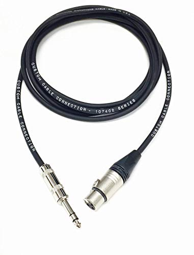 Custom Cable Connection 100 Foot Neutrik NC3FXX Female XLR to Neutrik Rean NYS228 1/4 Inch (6.35mm) TRS Balanced Pro Audio Cable - size: 100 Foot, style: Female (Black)