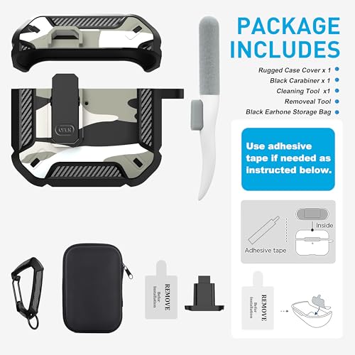 for AirPods 4 Case & AirPods 5 Case with Magnetic Lock, White Camo - color: Camo White, size: AirPods 4 Case 2024 / AirPods 5 Case 2026