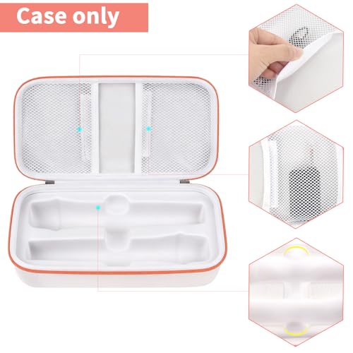 Wireless Microphone Case Compatible with JBL Wireless Two Microphone System, Handheld Dual Mic Travel Bag for Singing or Karaoke for Receivers, Adapters, AA Batteries - color: White