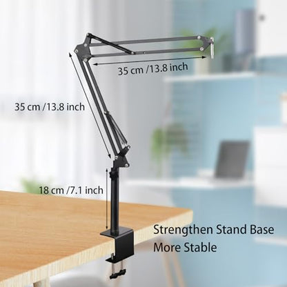 Microphone Stand Mic Boom Arm for Blue Yeti HyperX QuadCast SoloCast Yeti Nano Snowball SM7B Q2U Fifine K669B and Other Mics, Overhead Mic Stand Desk Boom Arm with 5/8" 1/4" Adapter