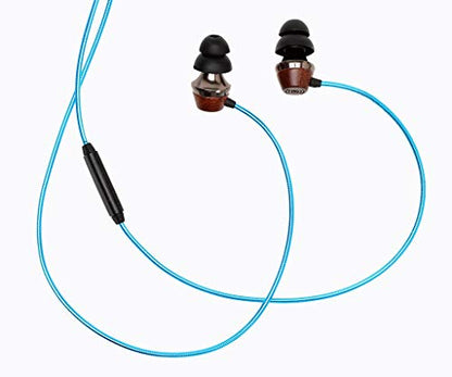 Symphonized ALN 2.0 Premium Genuine Wood In-ear Noise-isolating Headphones|Earbuds|Earphones with Innovative Shield Technology Cable and Mic (Metallic Blue) - color: Metallic Blue