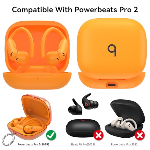 TPU Case for Beats Powerbeats Pro 2 2025 with Keychain,1 Pack - color: orange