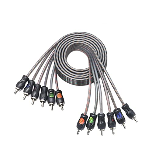 RECOIL RCI66 6ft 6-Channel RCA Audio Cable Twisted Pair Noise Reduction | 100% Oxygen Free Copper - style: 6ft 6-Channel RCA