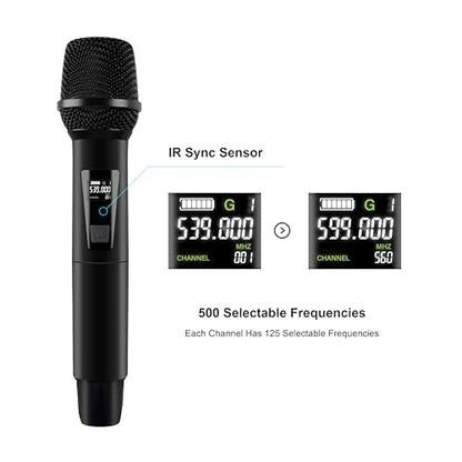 PRORECK UK-4000 UHF 4 Channel Wireless Microphone System with Four Handheld Microphone, 500 Selectable Frequency Range, Perfect for Home Karaoke/smallgatherings (UK-4000)