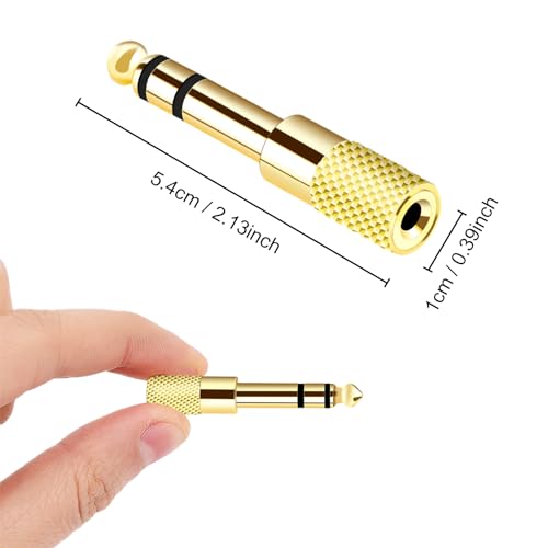 [Updated Version 5-Pack Stereo Audio Adapter 6.35mm (1/4 inch) Male to 3.5mm (1/8 inch) Female Headphone Jack