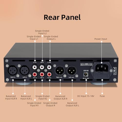 Gustard Audalytic HP70 Fully Balanced Discrete Headphone Amplifier, LME49720 Dual OP-Amps Class A Amp, 2xRCA/XLR Input 4.4mm Balanced/6.35mm Single-End Headphone/Rear XLR Preamplifier (Silver) - color: Silver