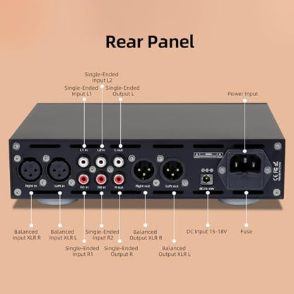 Gustard Audalytic HP70 Fully Balanced Discrete Headphone Amplifier, LME49720 Dual OP-Amps Class A Amp, 2xRCA/XLR Input 4.4mm Balanced/6.35mm Single-End Headphone/Rear XLR Preamplifier (Silver) - color: Silver