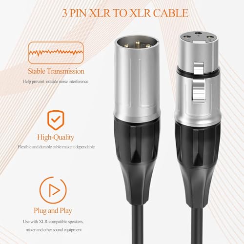 Tisino 3.3FT XLR Microphone Cable, XLR Male to Female Balanced Mic Cord, 4 Pack - size: 3.3FT, style: 4 Pack